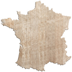 Contour carte de France en bois, fond blanc 