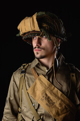 World War II, American 101 Airborne soldier wearing m42 uniform. (506pri). E company, D-day...
