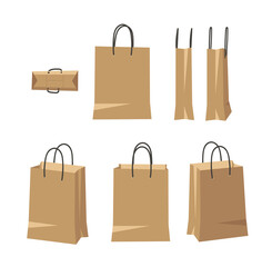 Vertical Carton Bag for Wear or Beauty Product with Handle Cord. Cartoon Style Illustration Delivery Pack. Flat Graphic Design Forwarding Clip Art. Vector Collection Mockup Isolated