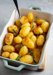 Roasted Young Potatoes with Rosemary ready to eat.