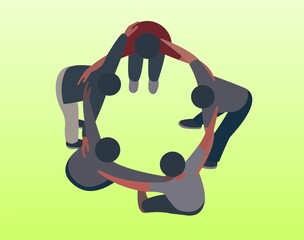 Vector of a group of people gathered in circle formation