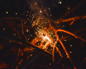 sparkler on black background