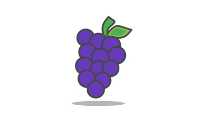 Grape fruit illustration. outline design in purple color. isolated white fruit elements. vector