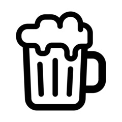 Glass of beer with foam linear vector icon 