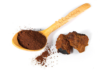 Chaga Mushroom Powder with wooden Spoon - Natural Minerals