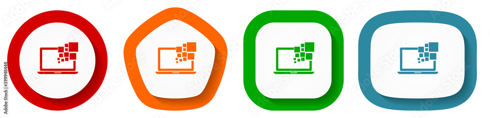 Aufkleber laptop vector icon set, notebook, computer flat design flat design buttons on white background