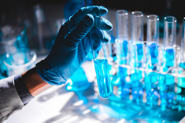 Health care researchers working in medicals science technology research in laboratory, medical...
