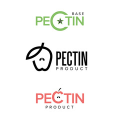 Pectin product logo. Vector illustration. Logos of pectin contented products. Three icons design for pectin contained food.