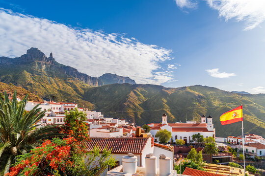Landscape with Tejeda Village on Gran Canaria, Canary Islands, Spain