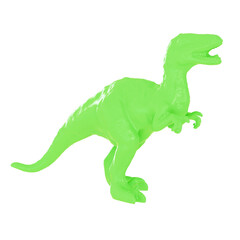 Plastic green toy dinosaur on an isolated background. 3d rendering