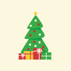 Christmas concept, Christmas background with decorations of Christmas Tree and gifts