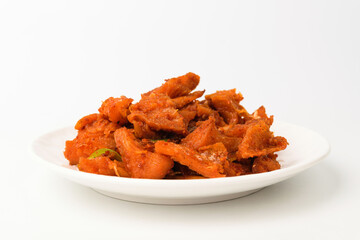 Ecological stir-fry on white background