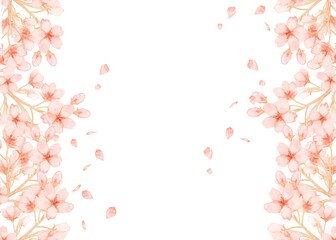 水彩さくらフレーム　背景　Cherry-blossoms frame