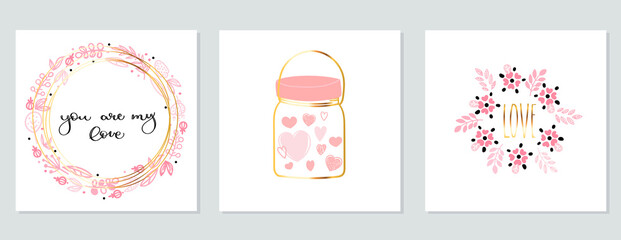 Set of cards for Valentine's Day