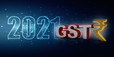 3d rendering GST Tax India with rupee sign
