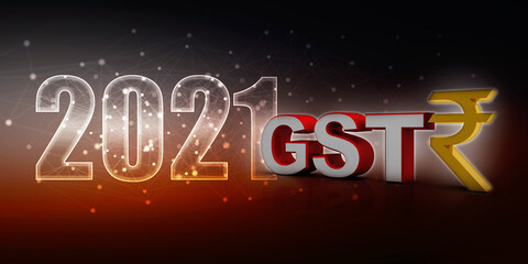 3d rendering GST Tax India with rupee sign
