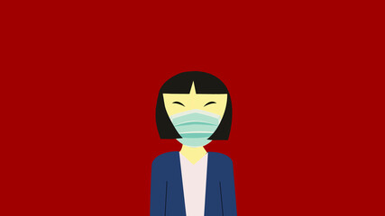 Woman wearing a mask. Encourage people to do it.