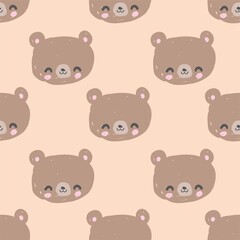 Cute Teddy Bear Pattern Seamless Illustration Vector print textile design for children