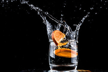 Glass and water splash