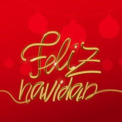 Feliz Navidad Spanish Merry Christmas holiday golden decoration 