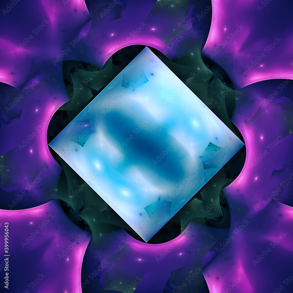 Poster digital generated image in the form of abstract geometric shapes of various shades and colors for us