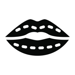 
A modern solid icon of a lips surgery, lips augmentation
