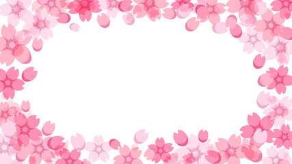 桜　花びら　フレーム水彩風