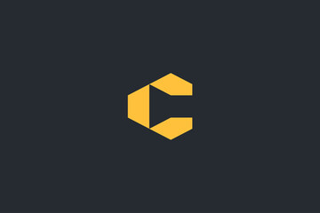 Minimal Modern Abstract Letter C Dark Background Logo Template