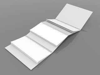 The quarterly wall calendar is on the floor. Layout. 3D rendering.