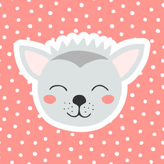 Hedgehog. Postcard with a cute animal on a polka dot background.