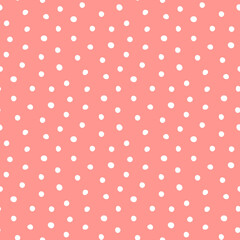 Vector seamless polka-dot pattern on red background.