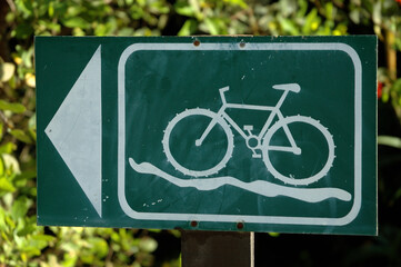 An information sign indicating where the mountain bike routes are in the Knysna Forest on the...