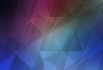 Dark Pink, Blue vector gradient triangles template.