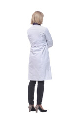 Full length portrait of medical doctor woman