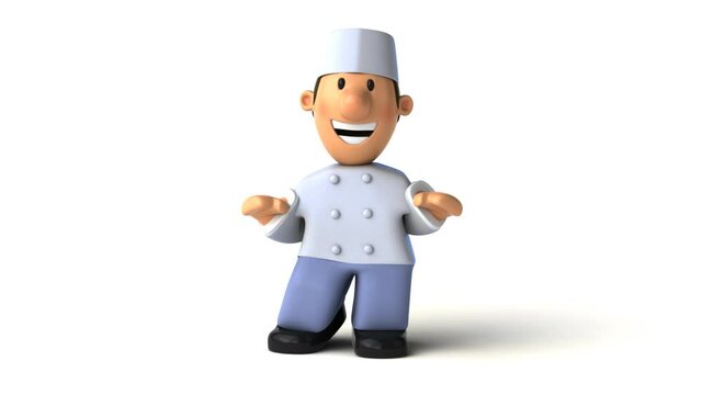 Fun 3D cartoon baker presenting