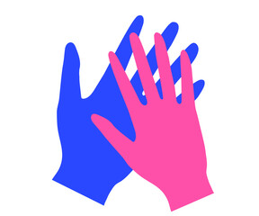 Two different medical gloves together on a white background. Symbol. Vector illustration.