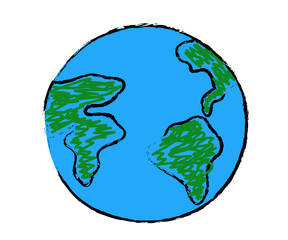 Planet earth on a white background. Cartoon. Vector illustration.