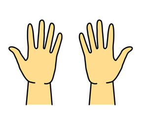 Open palms of a man on a white background. Symbol. Vector illustration.