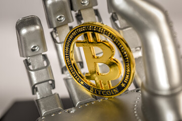 Bitcoin monnaie virtuel cryptomonnaie main robot
