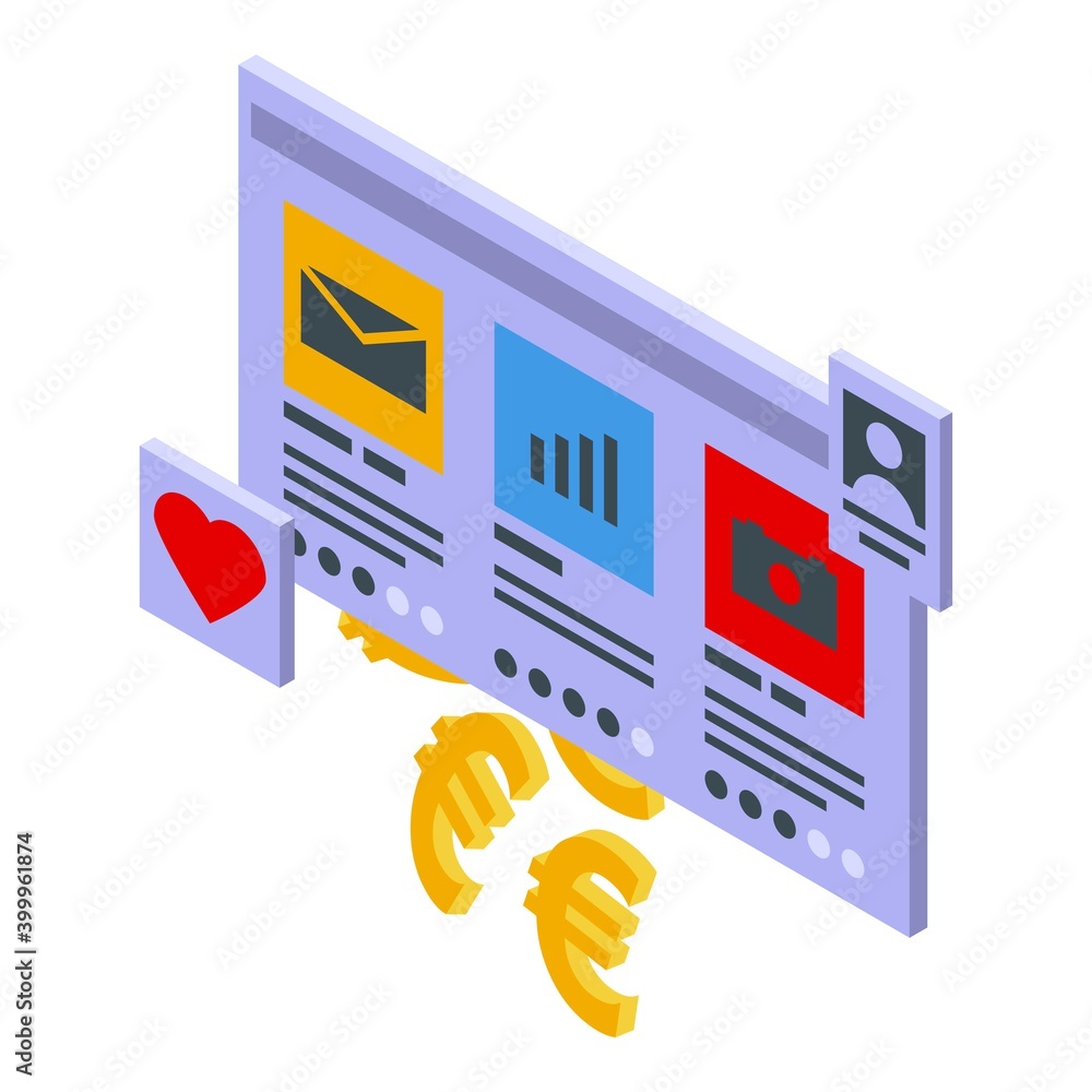 Poster web monetization icon. isometric of web monetization vector icon for web design isolated on white ba