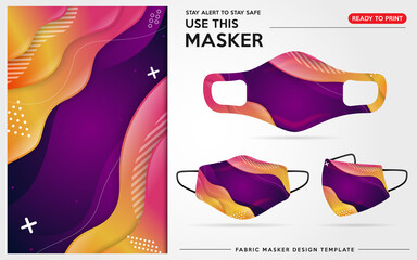 Modern Protective Mask Design Template With Abstract and Colorful Pattern. Fully Editable (Color Change, Added Logo or Text, Size and Location Adjustments). Vector Graphic Illustration.