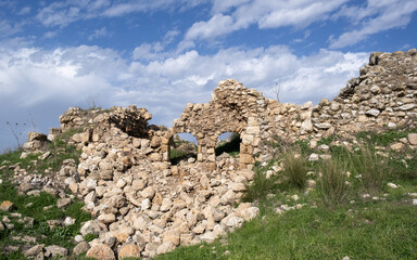 Ruins of Crusader's forte at Beit Itab at the  Jerusalem Subdistrict