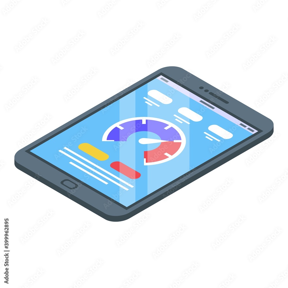 Poster tablet internet speed icon. isometric of tablet internet speed vector icon for web design isolated o