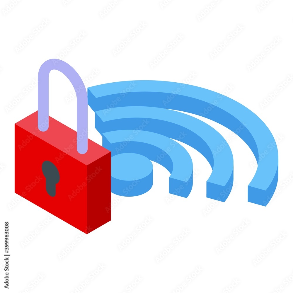 Aufkleber locked wifi zone icon. isometric of locked wifi zone vector icon for web design isolated on white ba