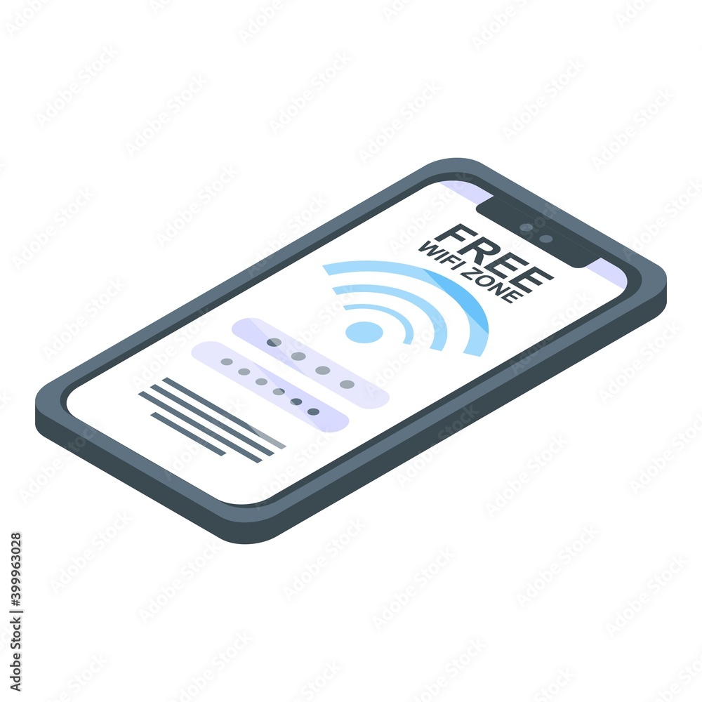 Poster free wifi zone icon. isometric of free wifi zone vector icon for web design isolated on white backgr