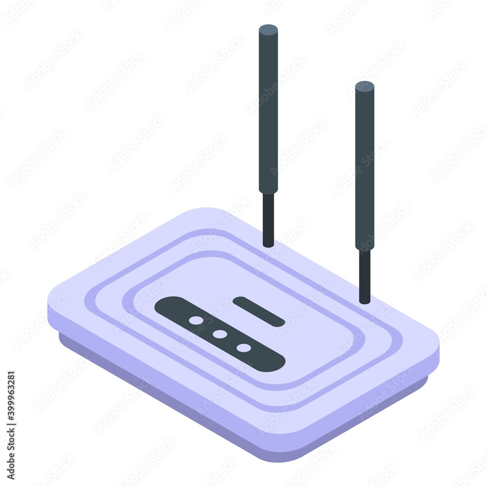 Poster home wifi router icon. isometric of home wifi router vector icon for web design isolated on white ba