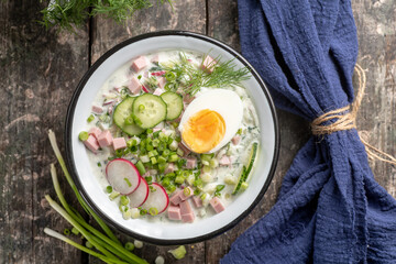 Okroshka. A traditional dish of Russian cuisine.