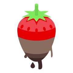 Strawberry chocolate icon. Isometric of strawberry chocolate vector icon for web design isolated on white background