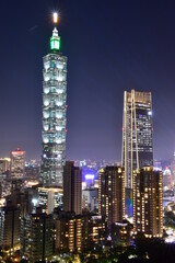 Naklejka premium The night view of Taipei in Taiwan