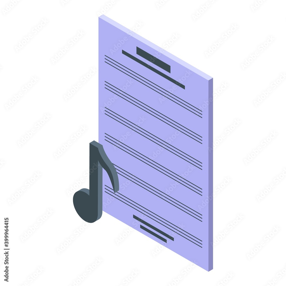 Poster music online class icon. isometric of music online class vector icon for web design isolated on whit
